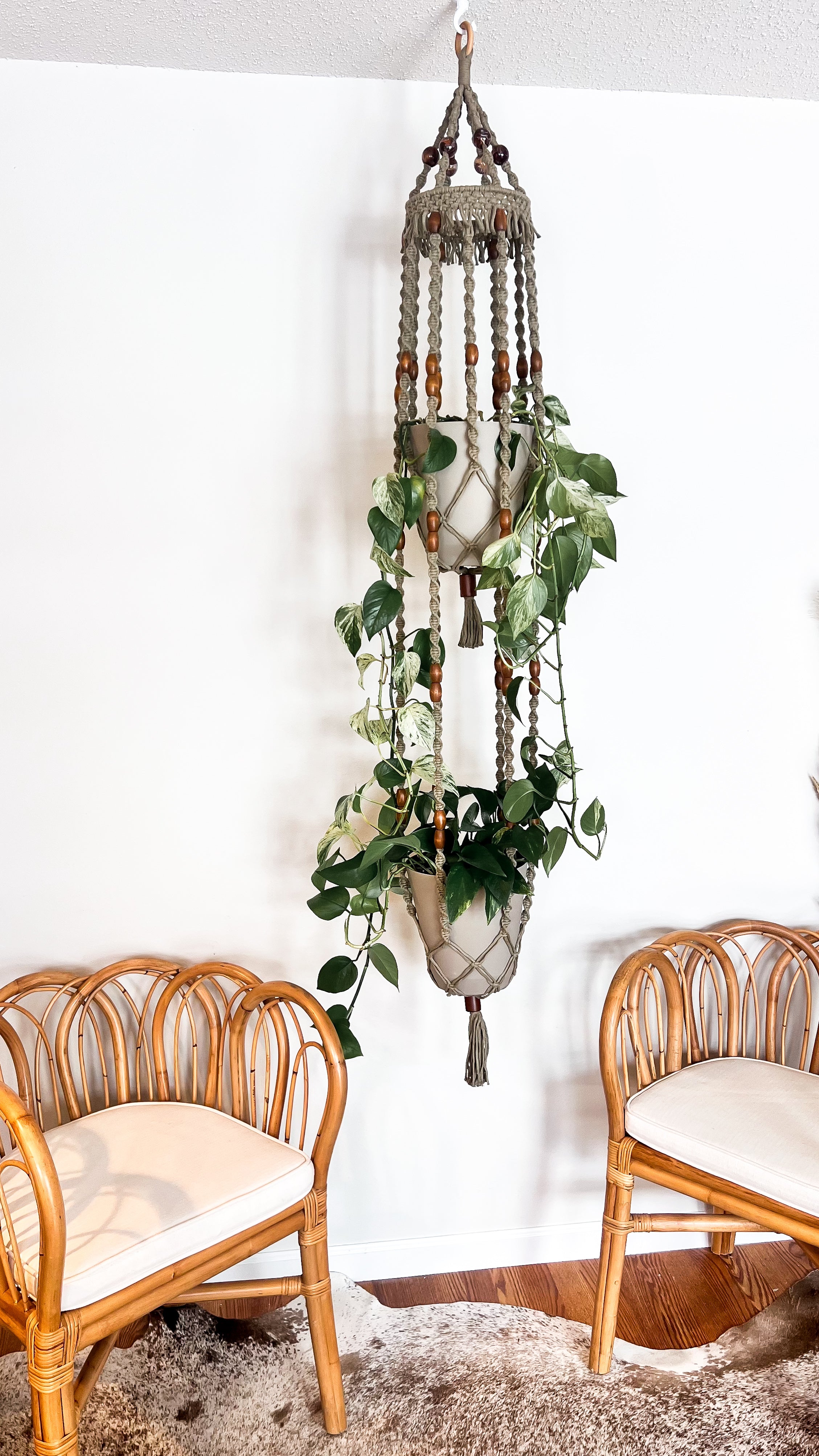 giant macrame plant hanger 2-Tier Macramé Plant Hanger – Kay and Rose Designs