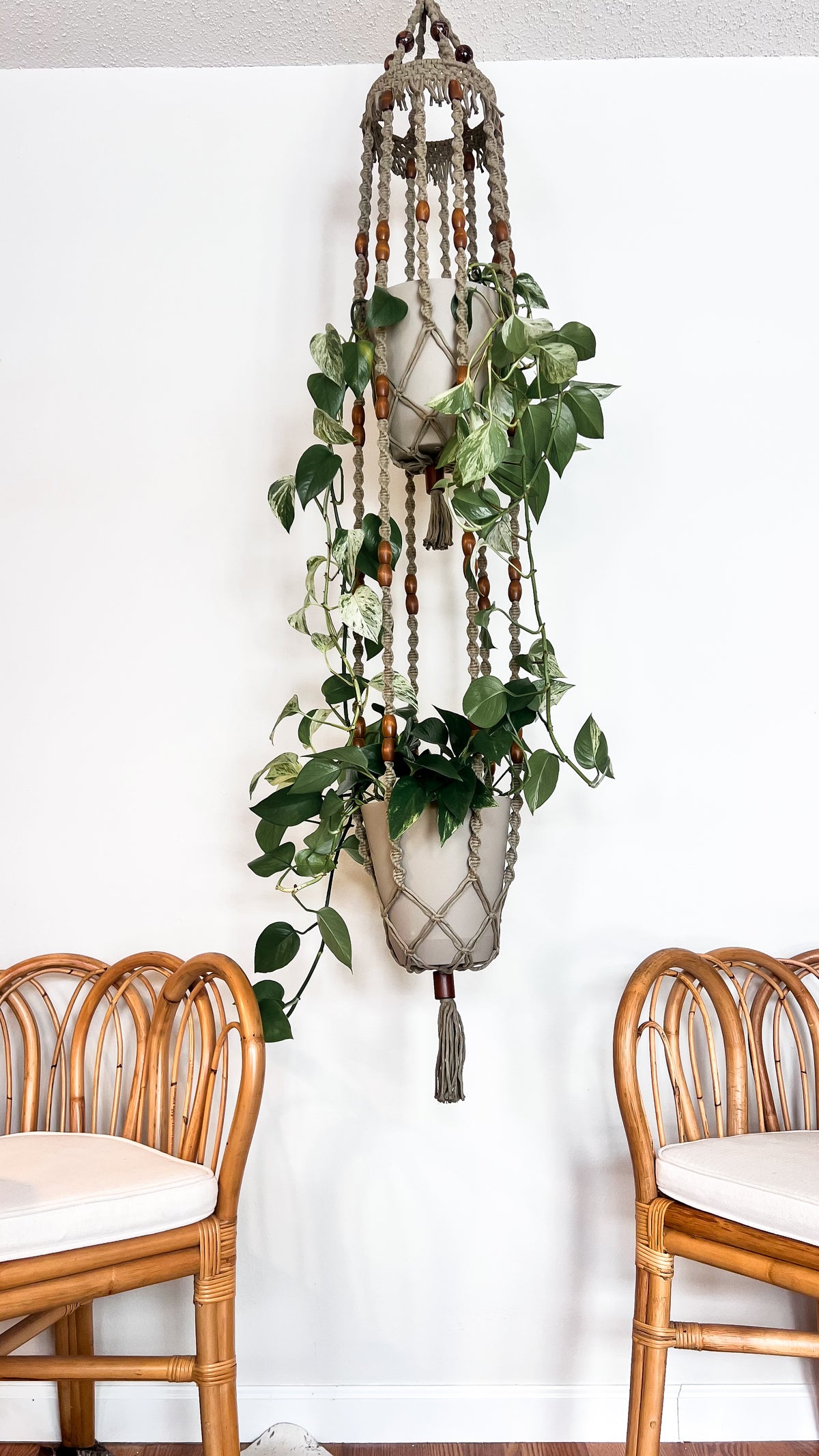 macrame plant hanger design 2-Tier Macramé Plant Hanger – Kay and Rose Designs