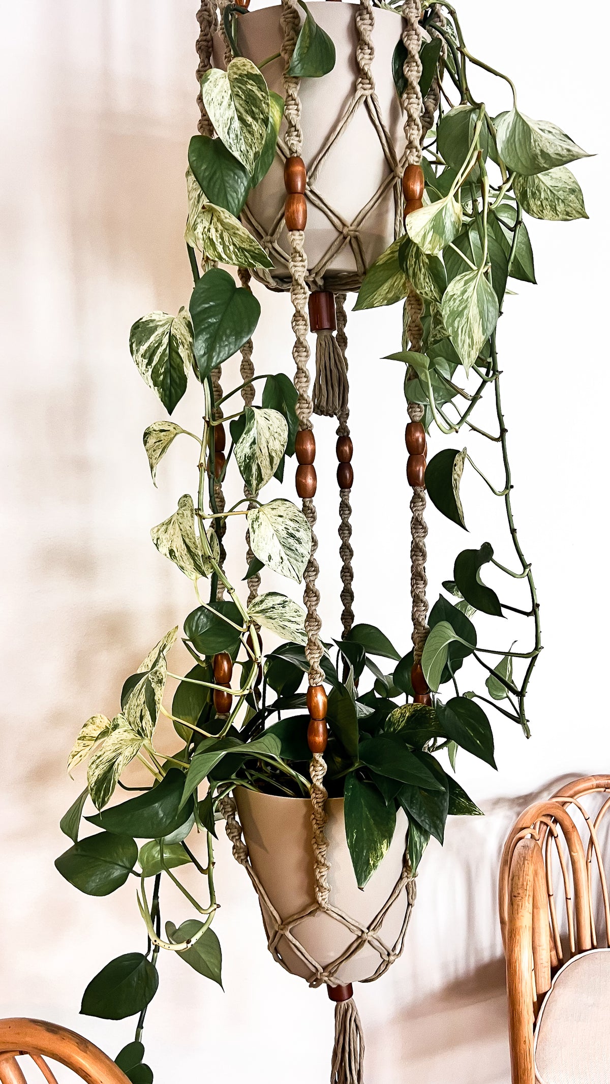 plant hangers indoors 2-Tier Macramé Plant Hanger – Kay and Rose Designs
