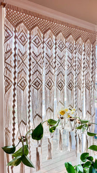 hanging plants as curtains 7-Plant Curtain Macramé Plant Hanger – Kay and Rose Designs