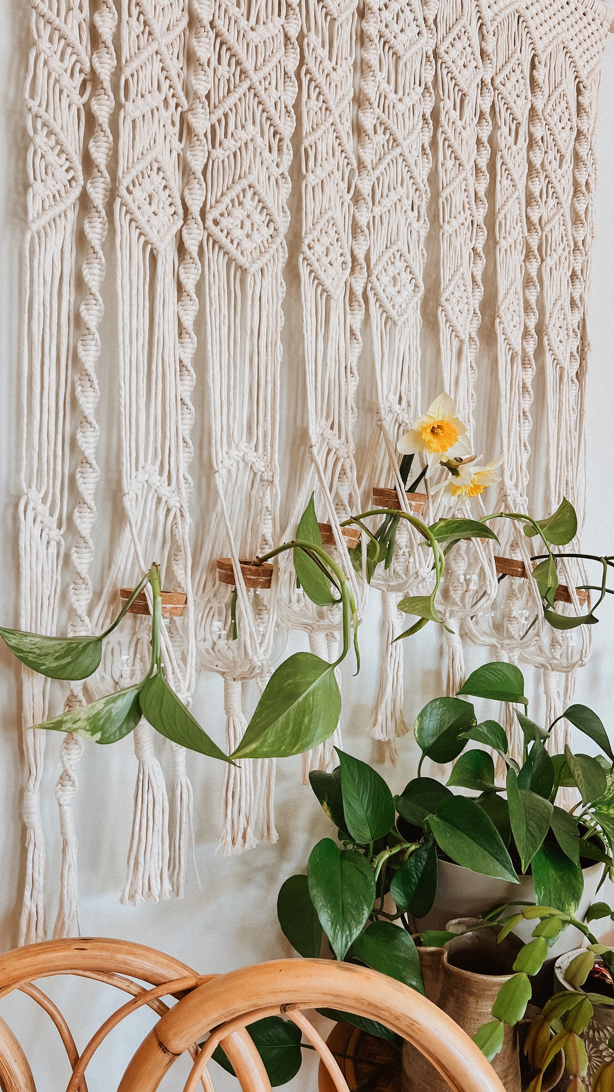 curtain plant hanger 7-Plant Curtain Macramé Plant Hanger – Kay and Rose Designs